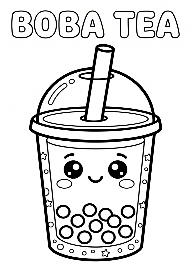 Boba Tea Kleurplaat — gratis kleurplaat printen