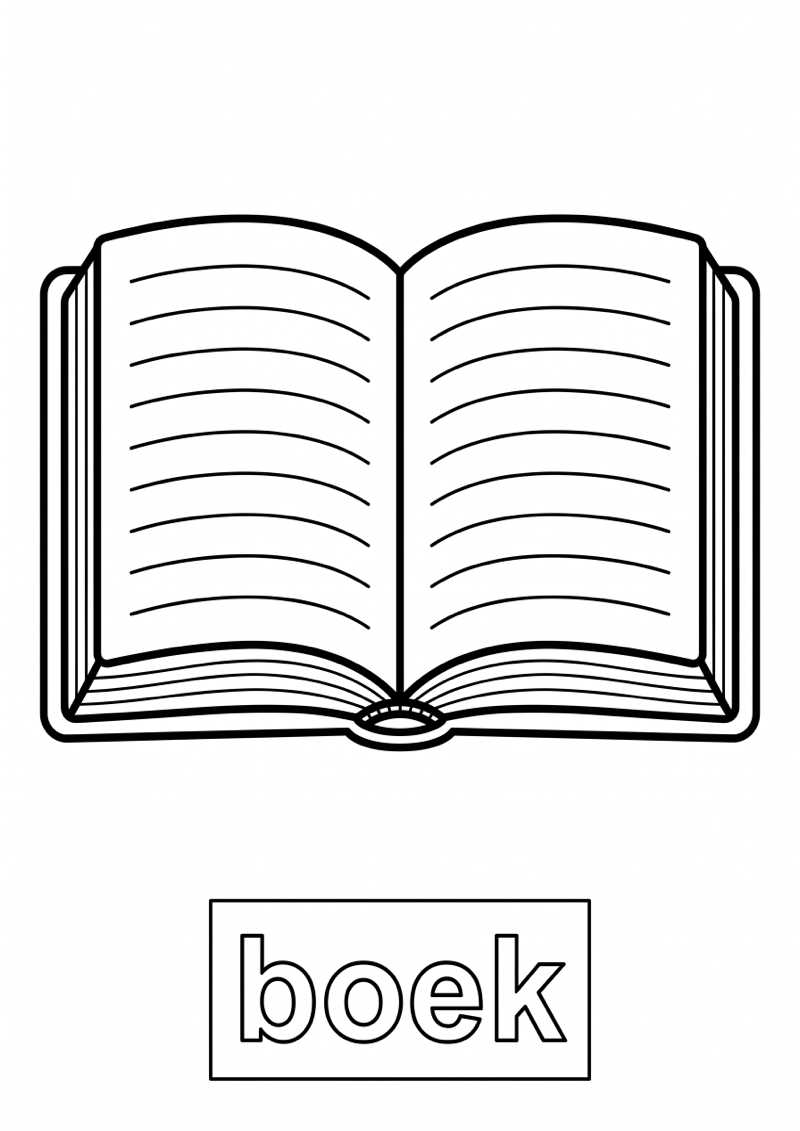 Boek Woordkaart Kleurplaat — gratis kleurplaat