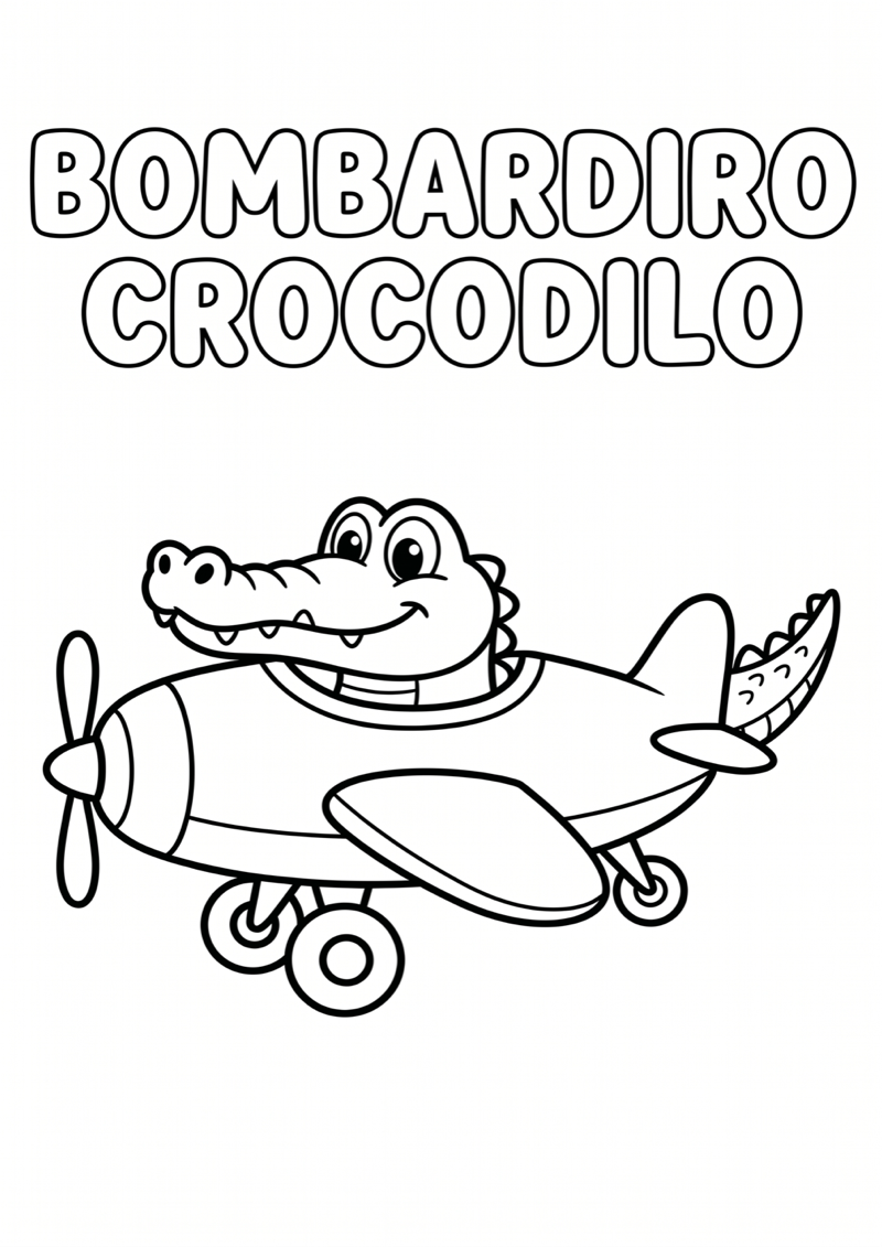 Bombardiro Crocodilo Zijaanzicht Kleurplaat — gratis kleurplaat