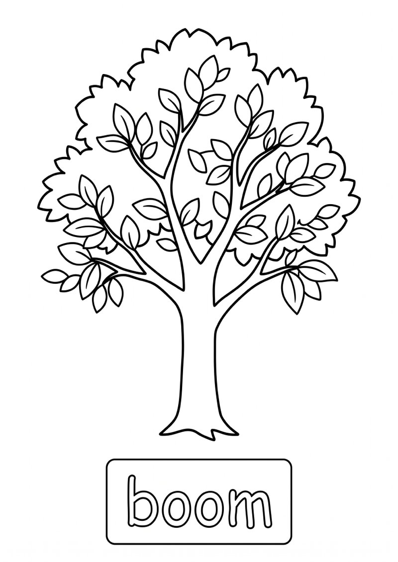 Boom Woordkaart Kleurplaat — gratis kleurplaat