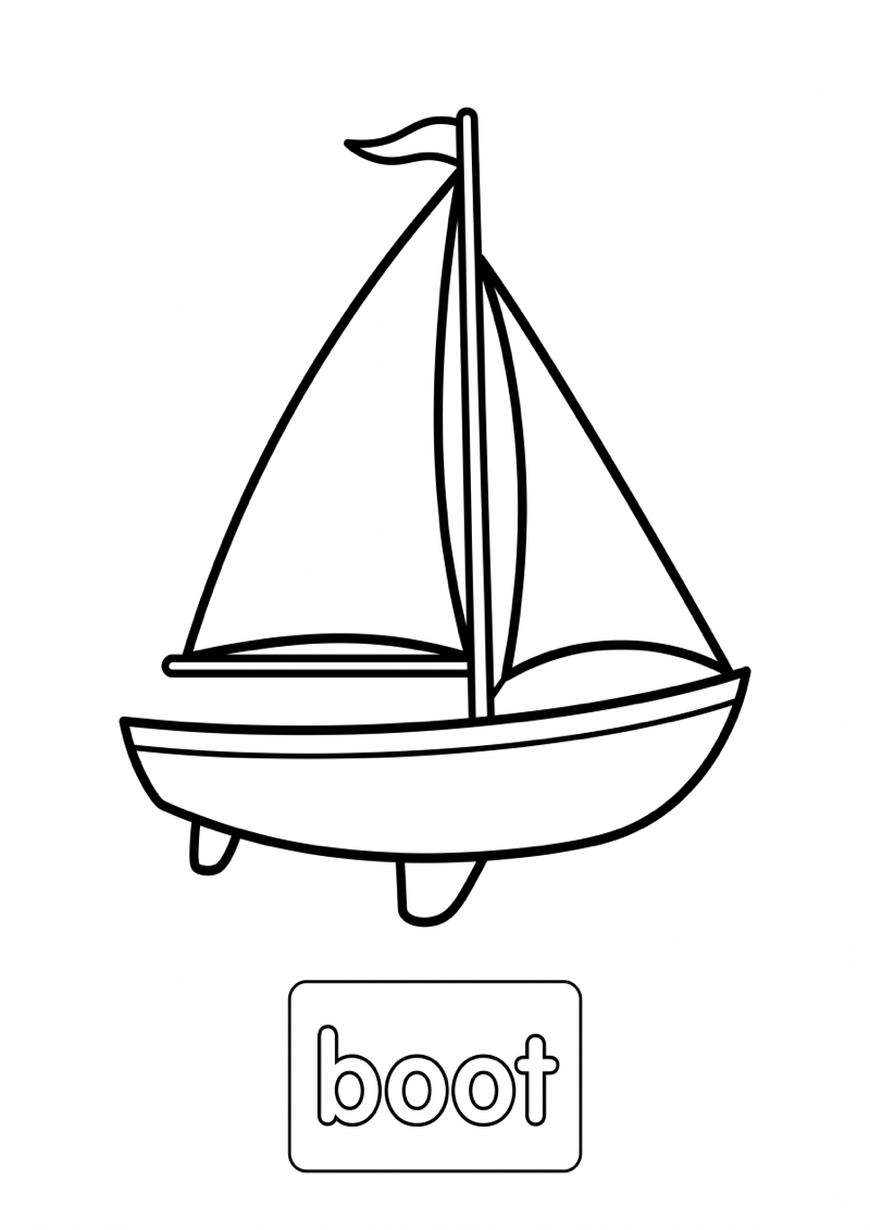 Boot Woordkaart Kleurplaat — gratis kleurplaat