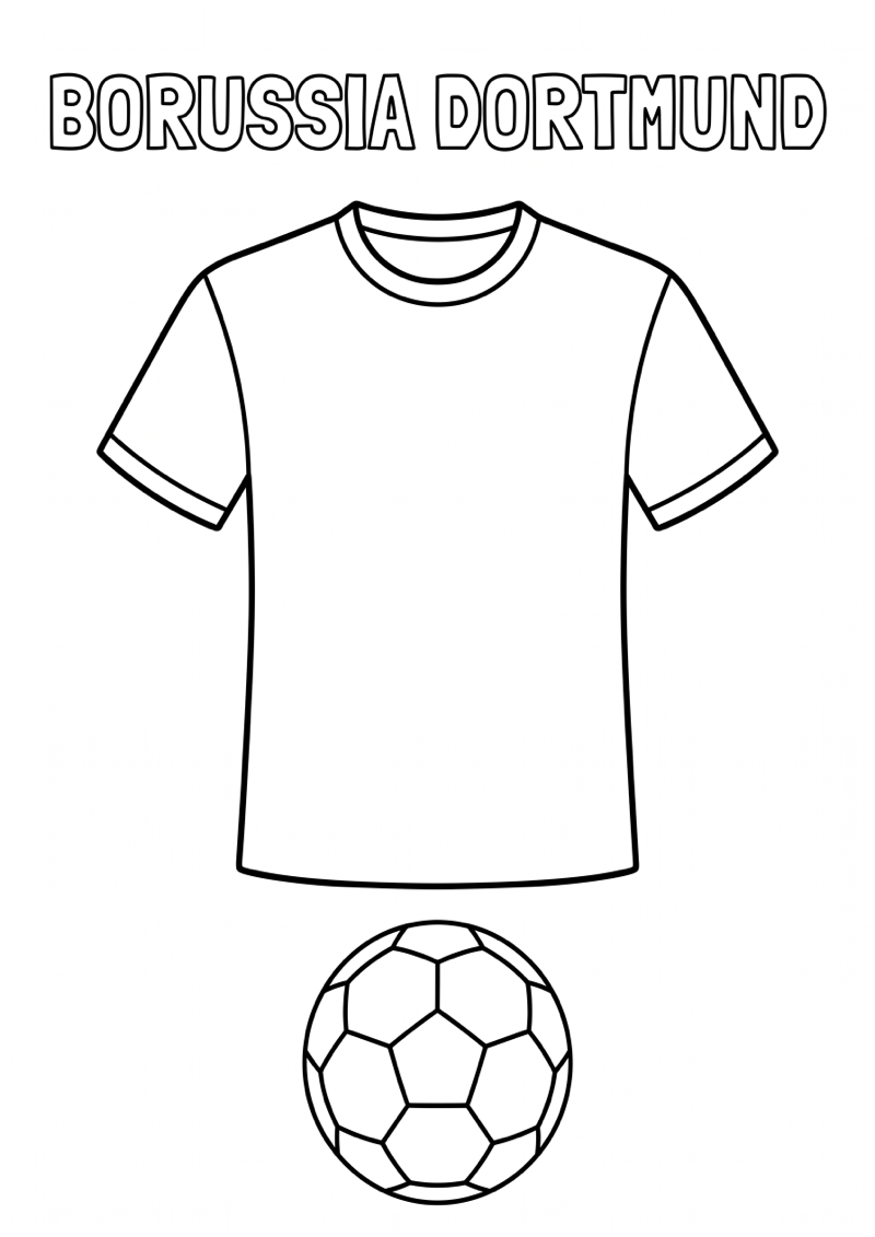Borussia Dortmund Voetbalshirt Kleurplaat — gratis kleurplaat printen