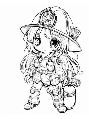 Brandweervrouw Kleurplaat 1 — gratis kleurplaat printen