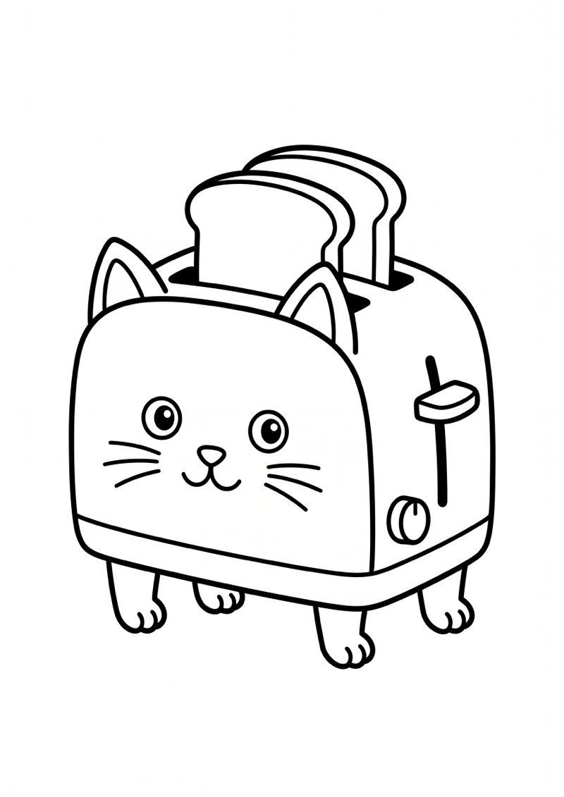 Broodrooster met Kattenoren Kleurplaat — gratis kleurplaat printen