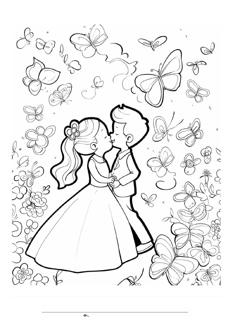 Bruiloft Butterflies 1 Kleurplaat — gratis kleurplaat