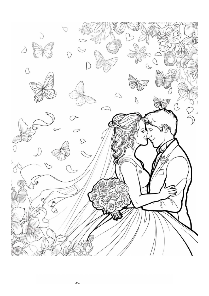 Bruiloft Butterflies 2 Kleurplaat — gratis kleurplaat printen