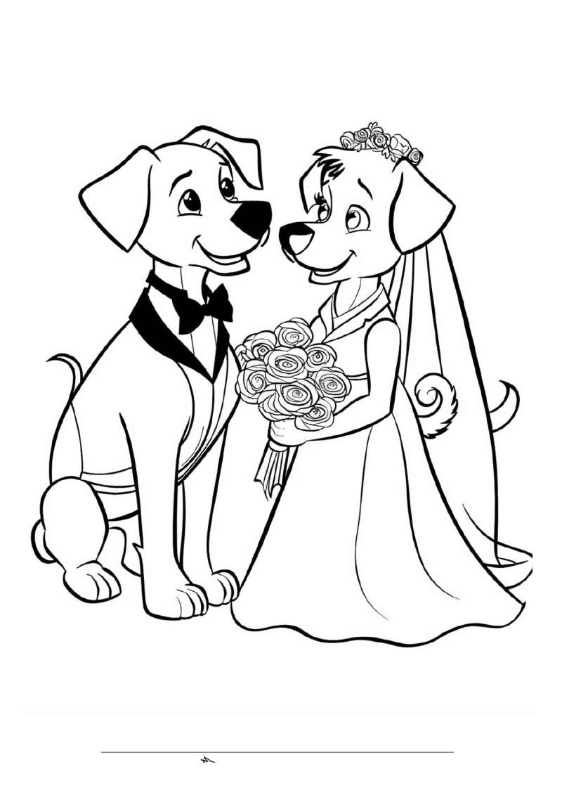 Bruiloft Dog 2 Kleurplaat — gratis kleurplaat printen
