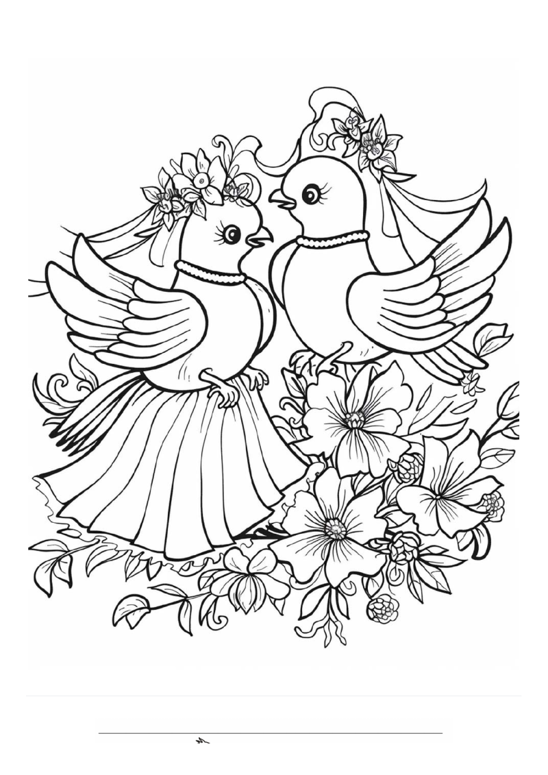 Bruiloft Dove 1 Kleurplaat — gratis kleurplaat printen