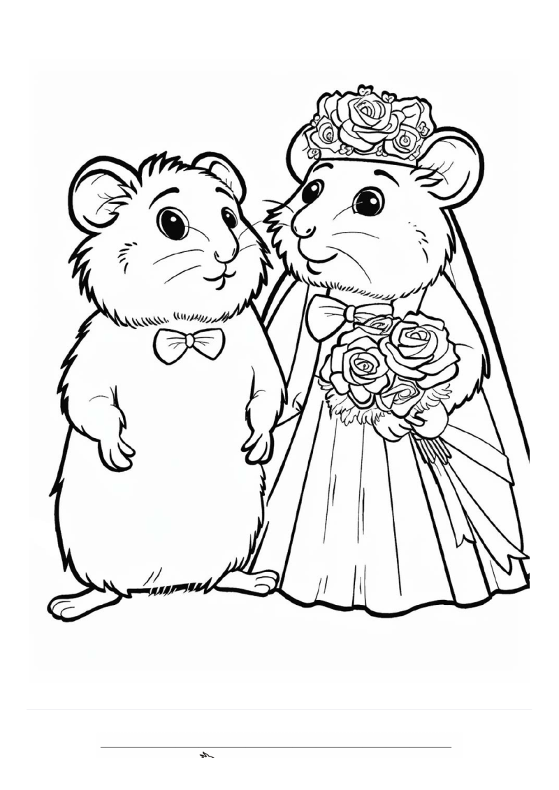 Bruiloft Hamster 1 Kleurplaat — gratis kleurplaat printen