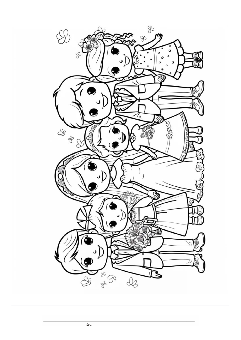 Bruiloft Chibi Gasten Kleurplaat — gratis kleurplaat printen