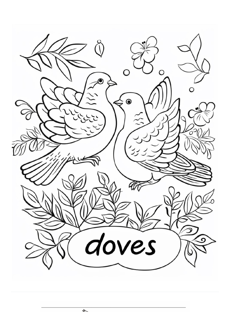 Bruiloft Duiven Doves Tekst Kleurplaat — gratis kleurplaat printen