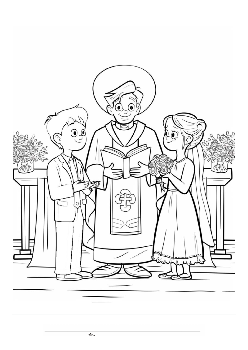 Bruiloft Priester Trouwceremonie Kleurplaat — gratis kleurplaat printen