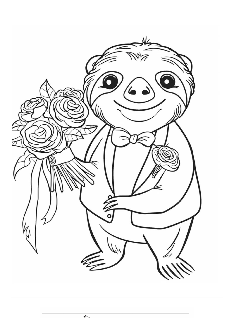 Bruiloft Sloth 1 Kleurplaat — gratis kleurplaat printen