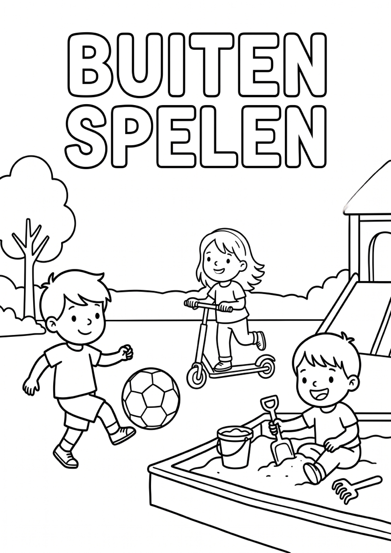 Buiten Spelen Kinderopvang Kleurplaat — gratis kleurplaat