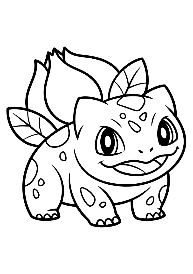 Bulbasaur met bloem kleurplaat — gratis kleurplaat printen