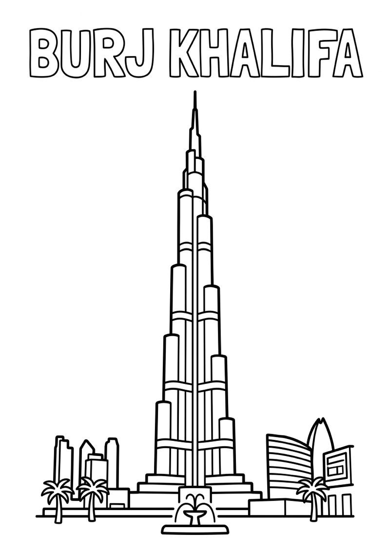 Burj Khalifa Kleurplaat — gratis kleurplaat printen