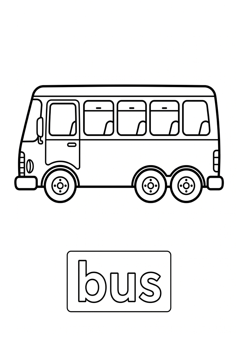 Bus Woordkaart Kleurplaat — gratis kleurplaat