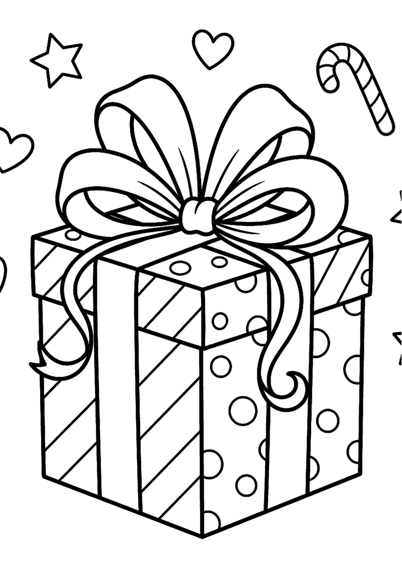 Cadeau met strik kleurplaat