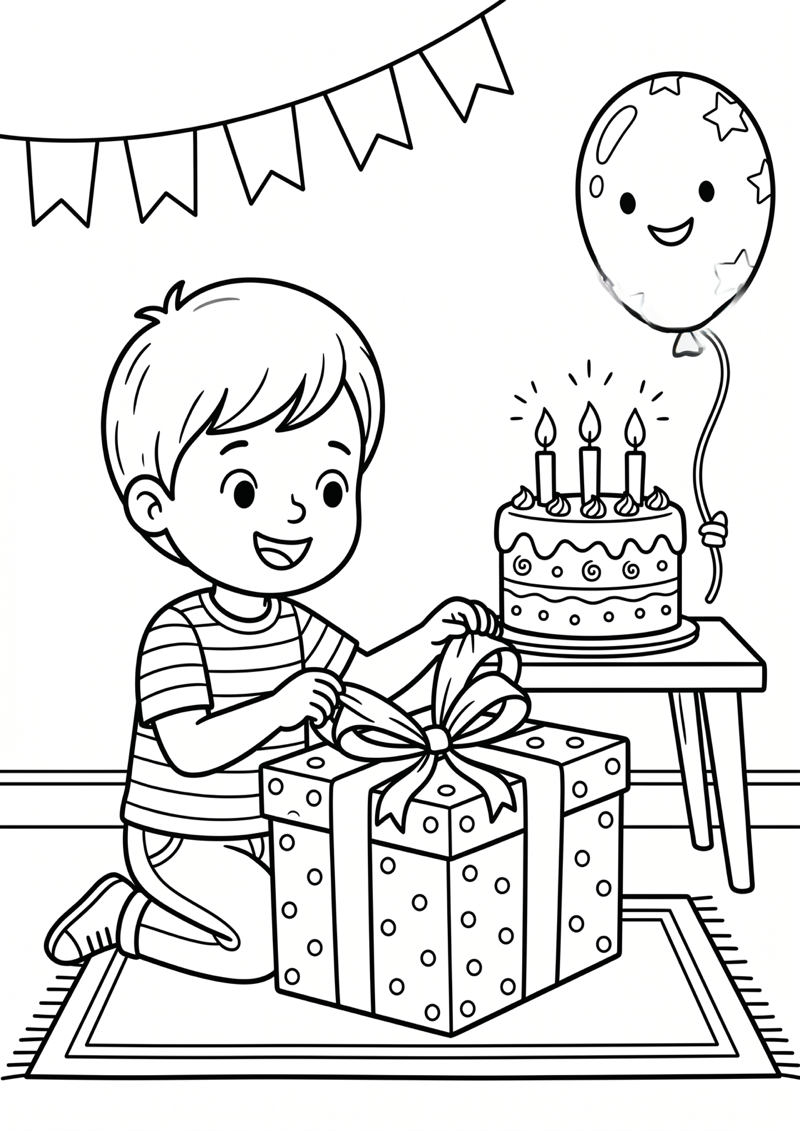 Cadeau Openmaken Kleurplaat