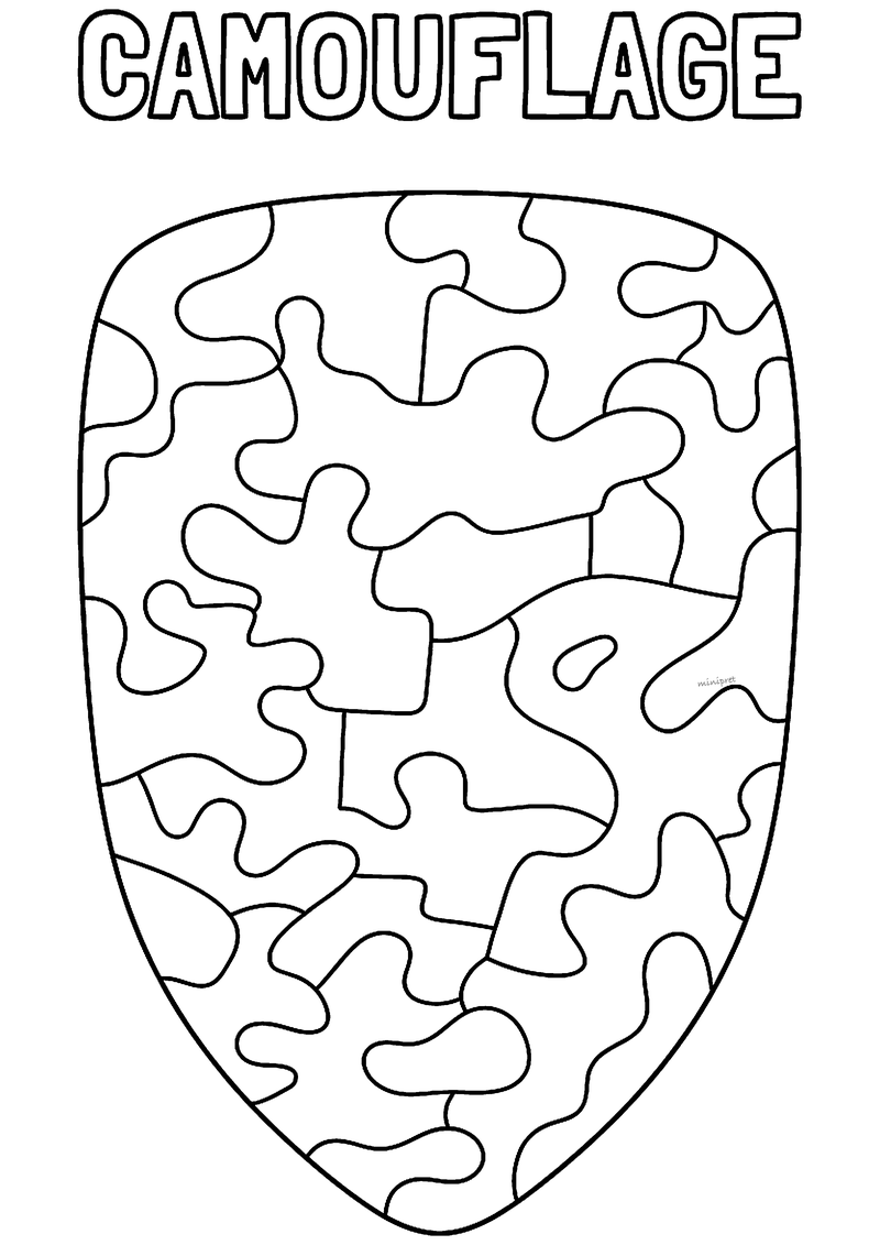 Camouflage schild kleurplaat