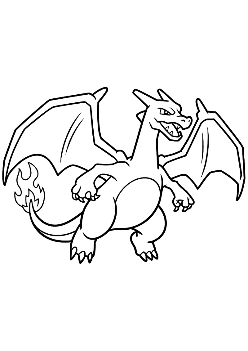 Charizard in aanvallende houding kleurplaat — gratis kleurplaat printen