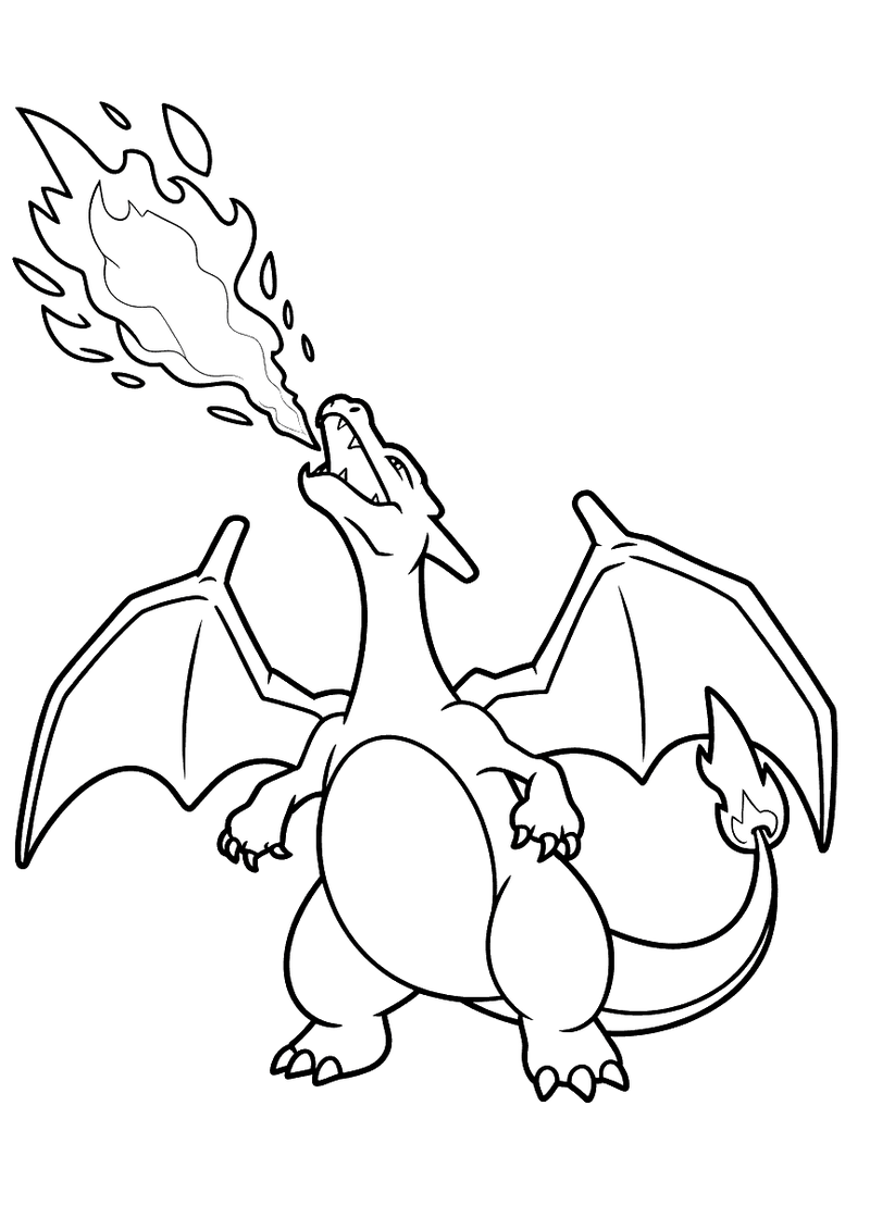 Charizard vuuraanval kleurplaat — gratis kleurplaat printen