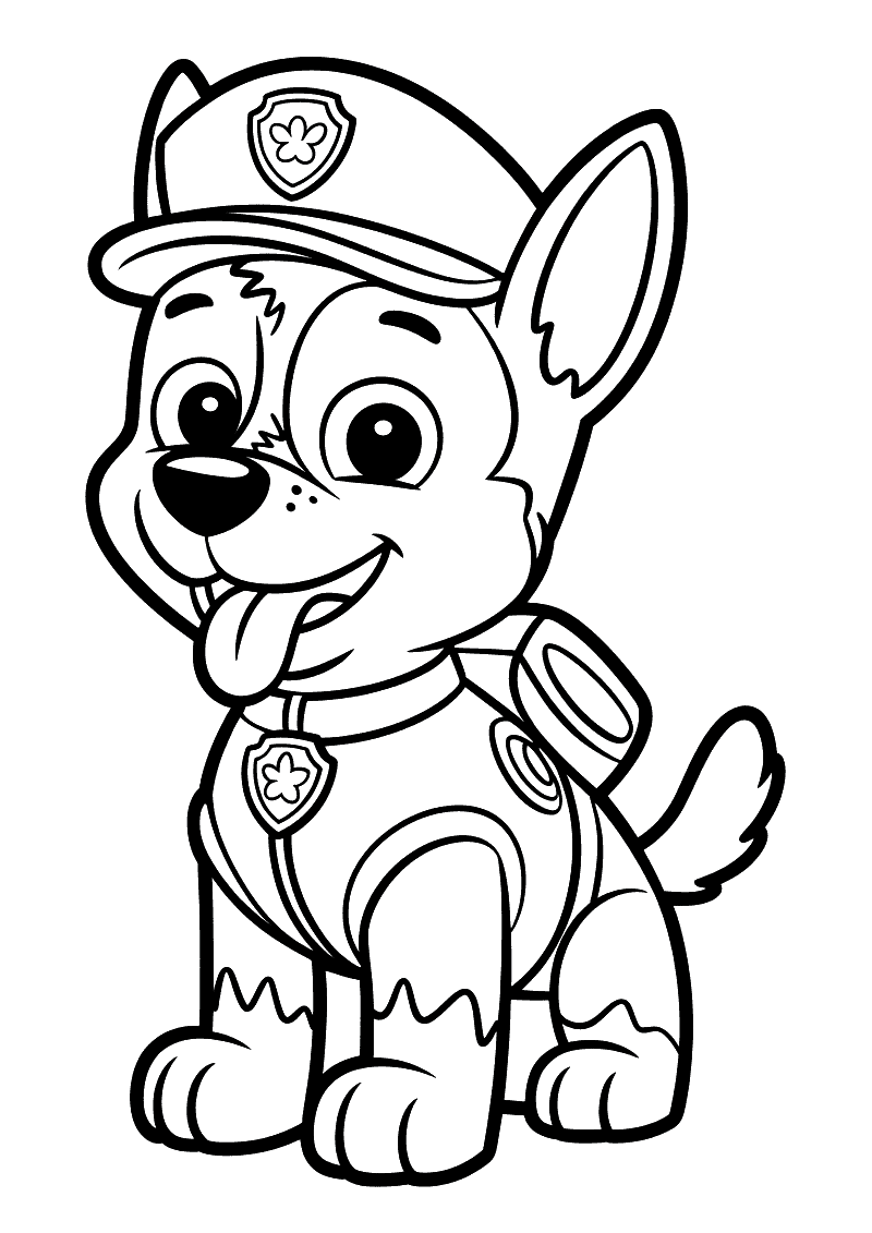 Chase puppy zittend kleurplaat — gratis kleurplaat