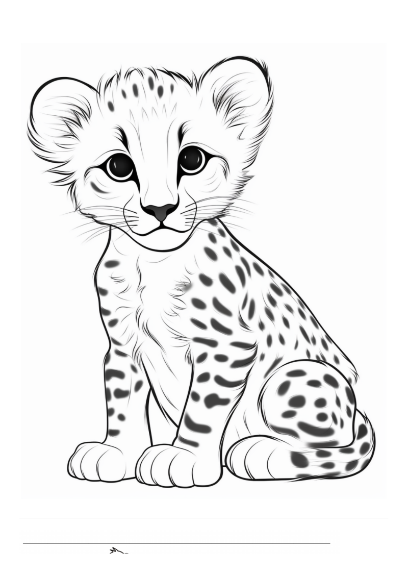 Baby Cheetah Kleurplaat — gratis kleurplaat