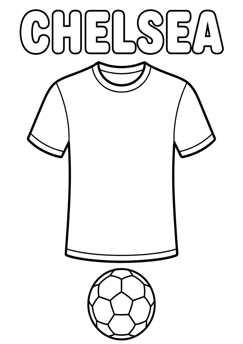 Chelsea Voetbalshirt Kleurplaat — gratis kleurplaat printen