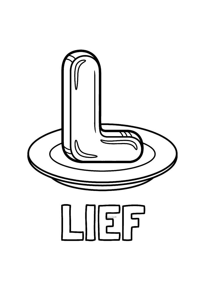 Chocoladeletter L Lief Kleurplaat — gratis kleurplaat printen