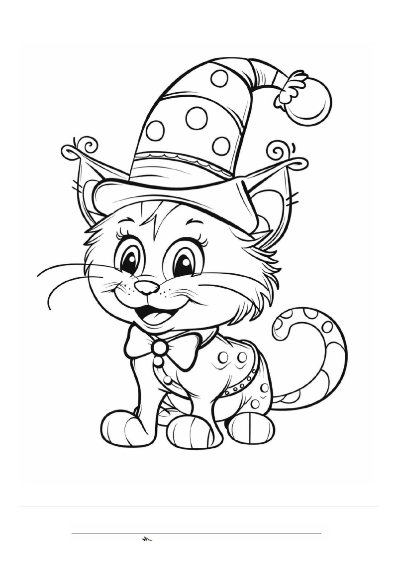 Circus Clown Cat Kleurplaat — gratis kleurplaat