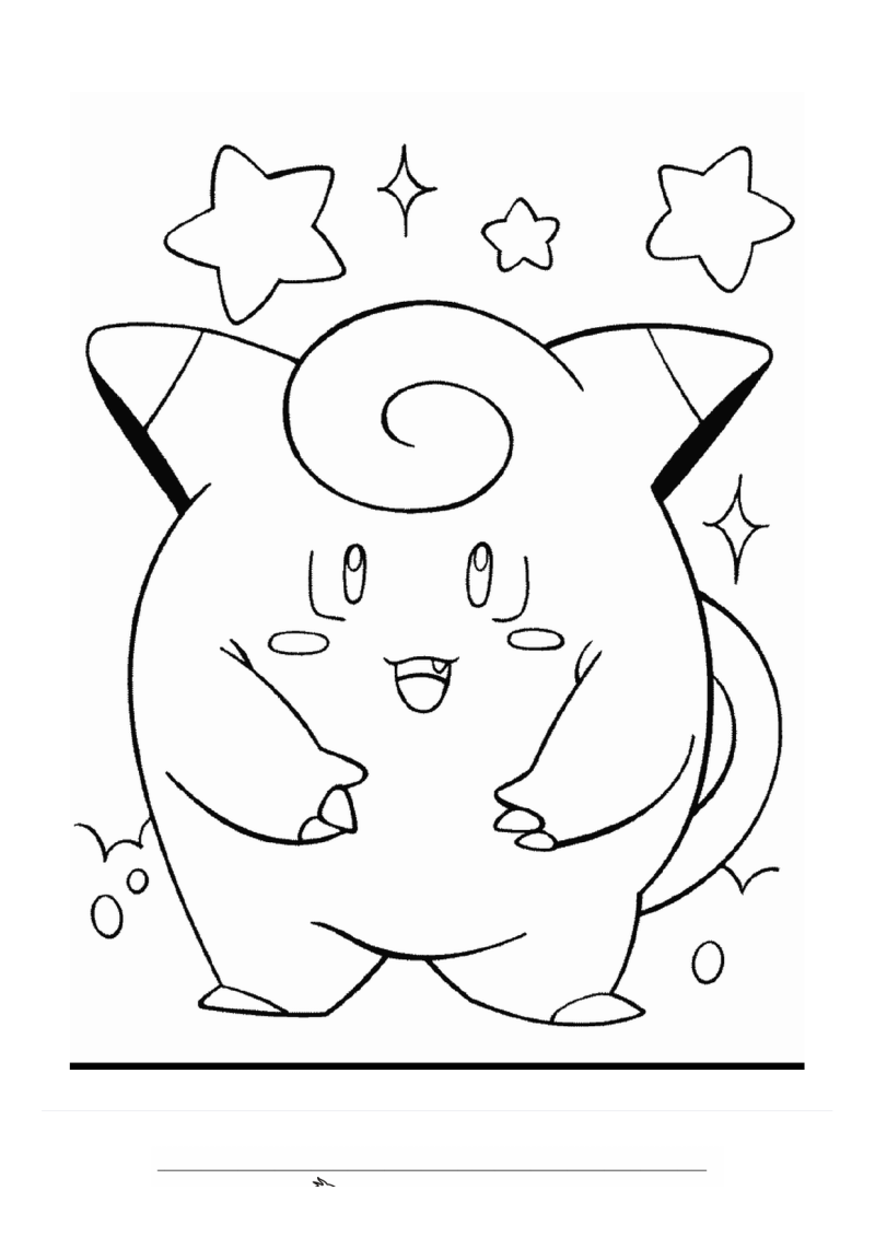 Clefairy met Sterren Kleurplaat — gratis kleurplaat printen