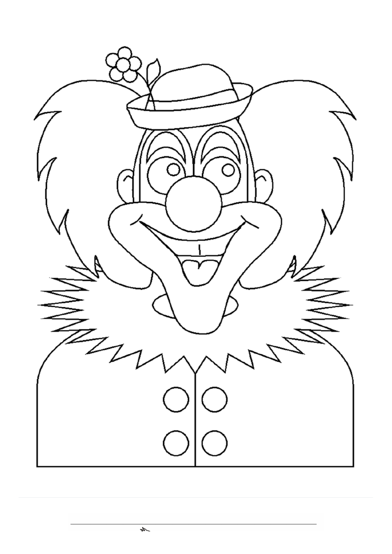 Clown Hoofd Hoed Bloem Kleurplaat — gratis kleurplaat printen