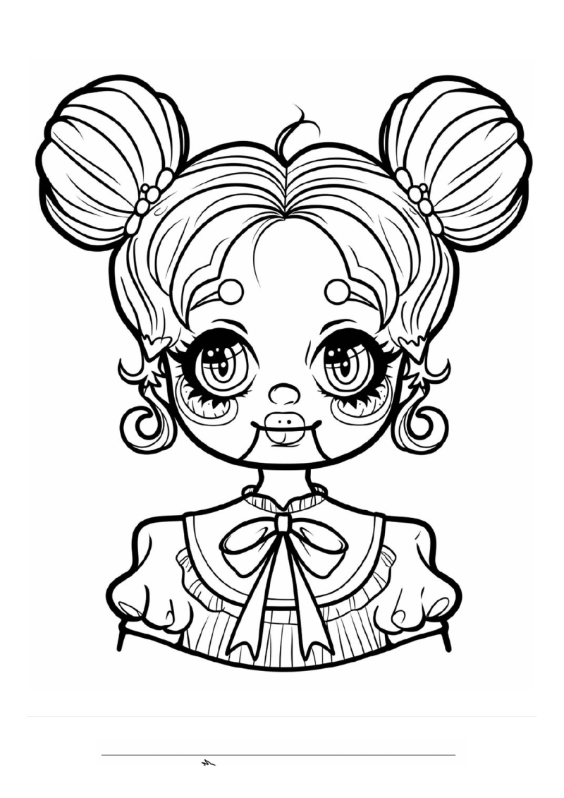Clown Kawaii Meisje Strik Kleurplaat — gratis kleurplaat printen