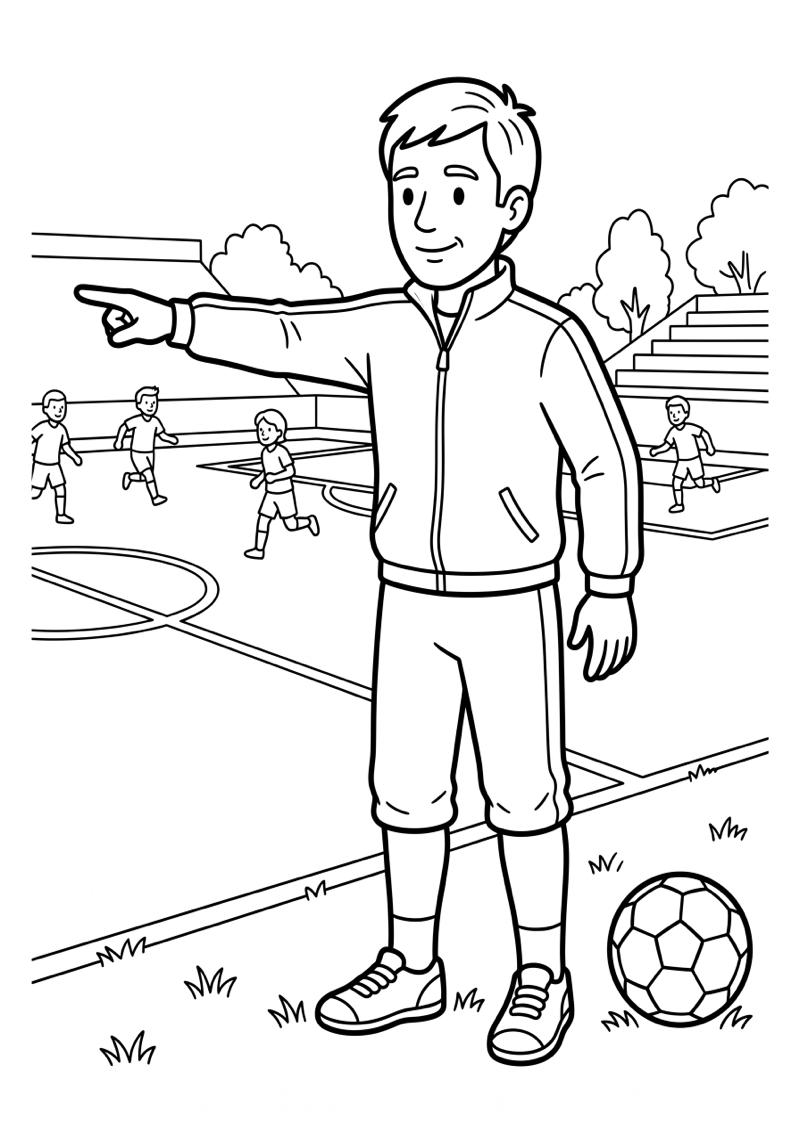 Coach Langs Zijlijn Kleurplaat — gratis kleurplaat printen