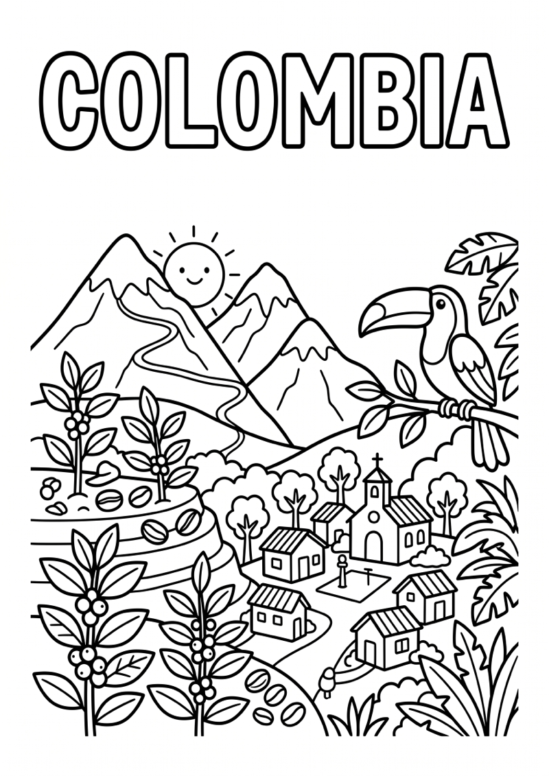 Colombia Kleurplaat — gratis kleurplaat printen