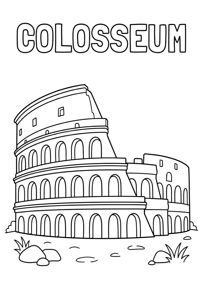 Colosseum Kleurplaat — gratis kleurplaat printen