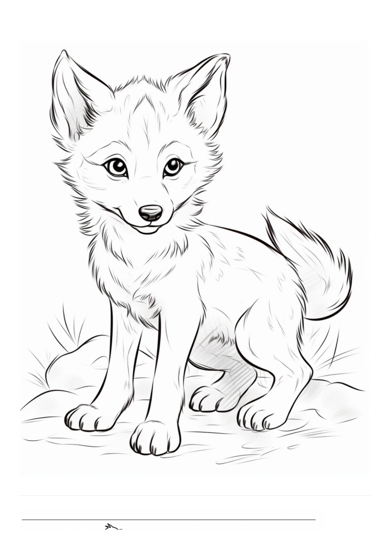 Baby Coyote Kleurplaat — gratis kleurplaat