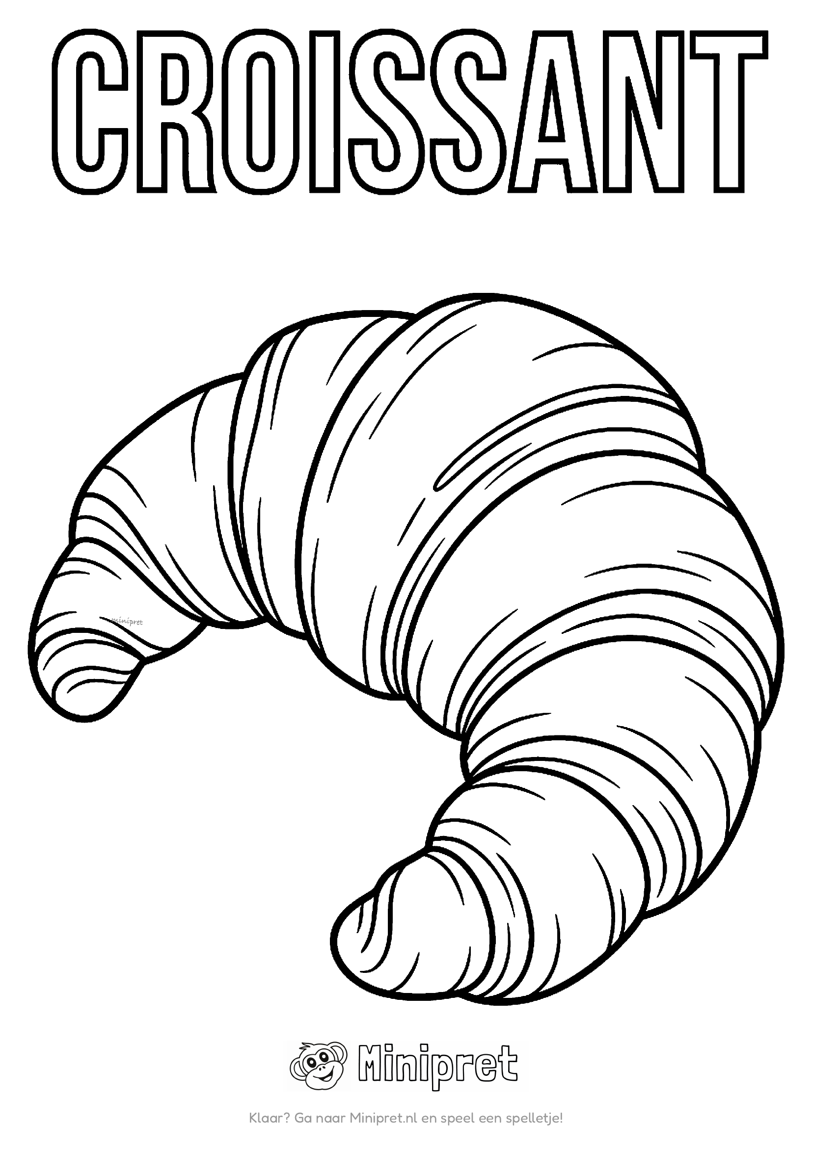 Croissant als kleurplaat: goudbruine croissant met zichtbare laagjes deeg