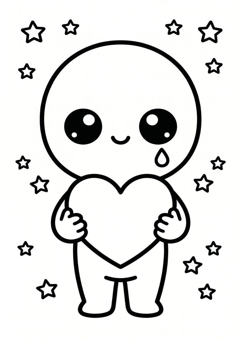 Crybaby met Hartje Kleurplaat — gratis kleurplaat