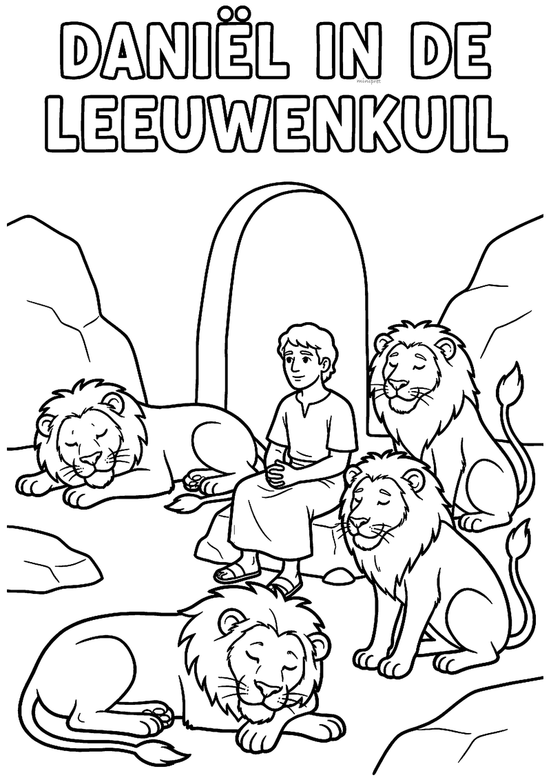 Daniël in de leeuwenkuil kleurplaat