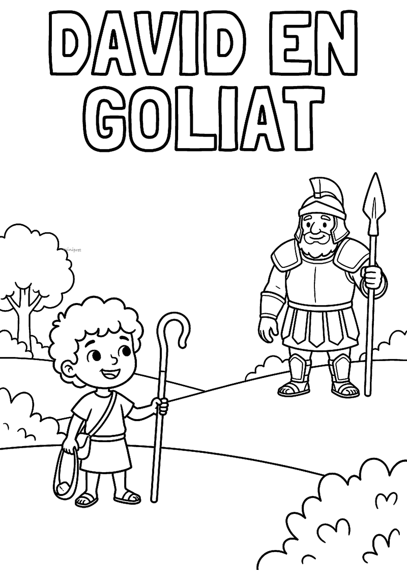 David en Goliat kleurplaat