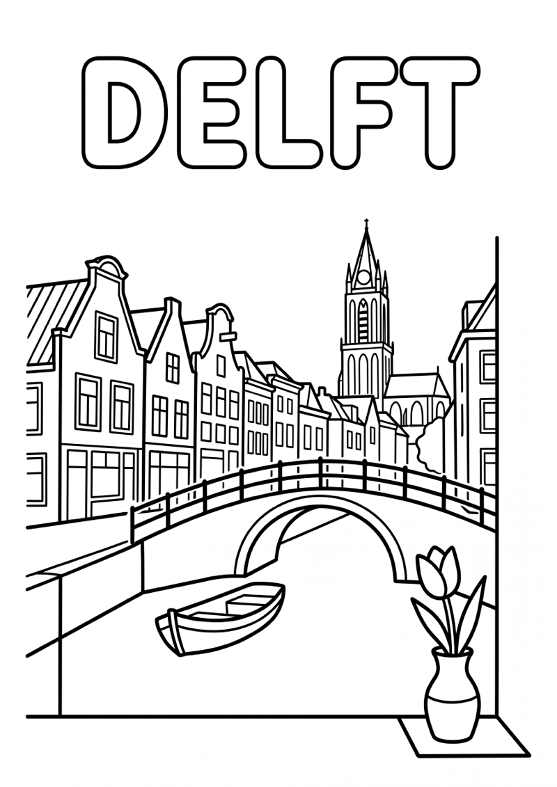 Delft Kleurplaat — gratis kleurplaat printen