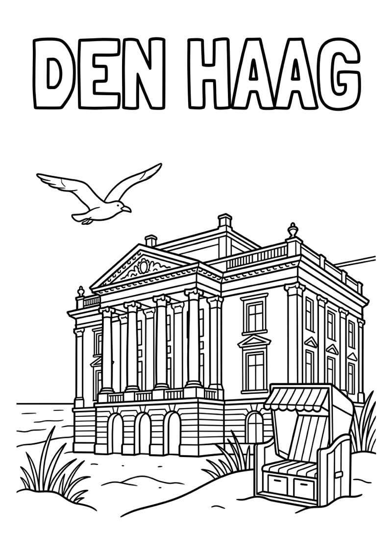 Den Haag Kleurplaat — gratis kleurplaat printen