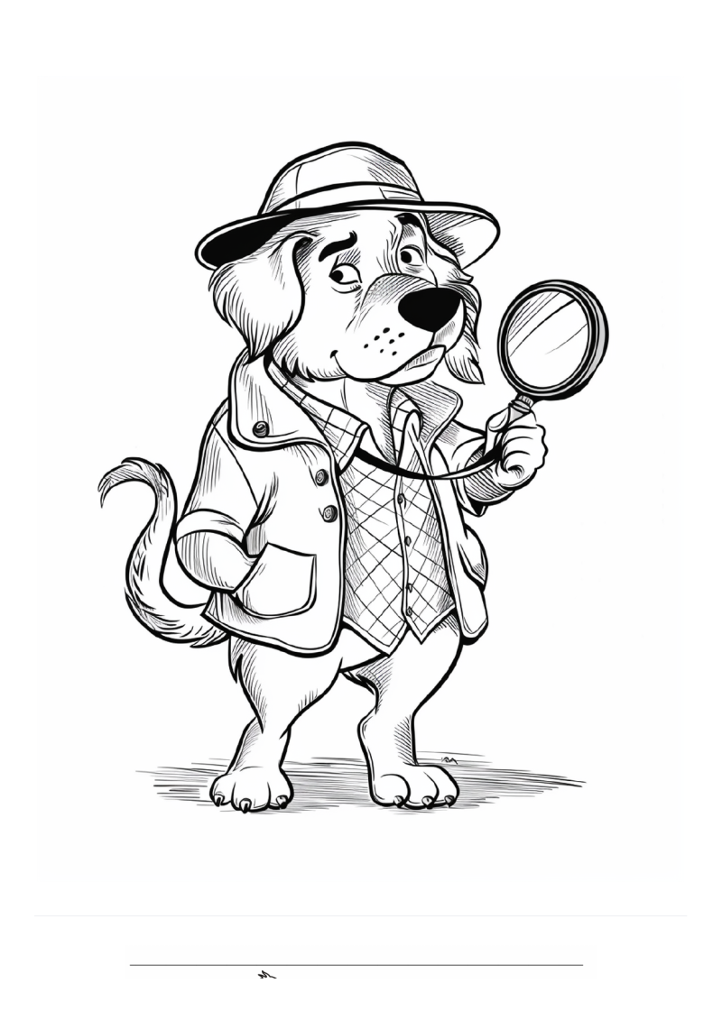 Detective Hond Kleurplaat — gratis kleurplaat printen