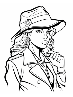 Detective Meisje Kleurplaat 3 — gratis kleurplaat printen