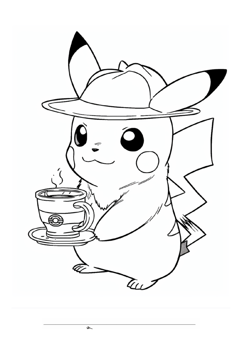 Detective Pikachu Kleurplaat — gratis kleurplaat