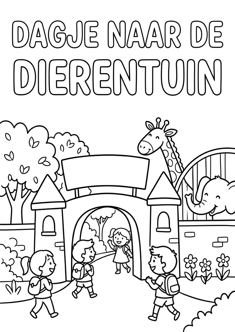 Dierentuin Dagje uit Kleurplaat — gratis kleurplaat