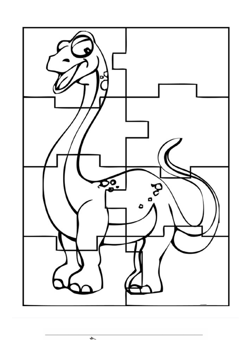 Dinosaurus puzzel Kleurplaat — gratis kleurplaat