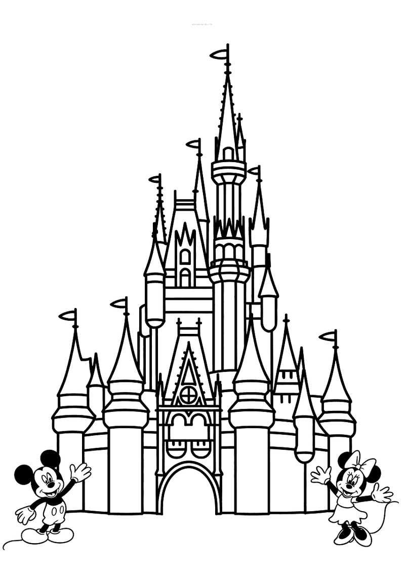Disney Kasteel Vooraanzicht Eenvoudig — gratis kleurplaat